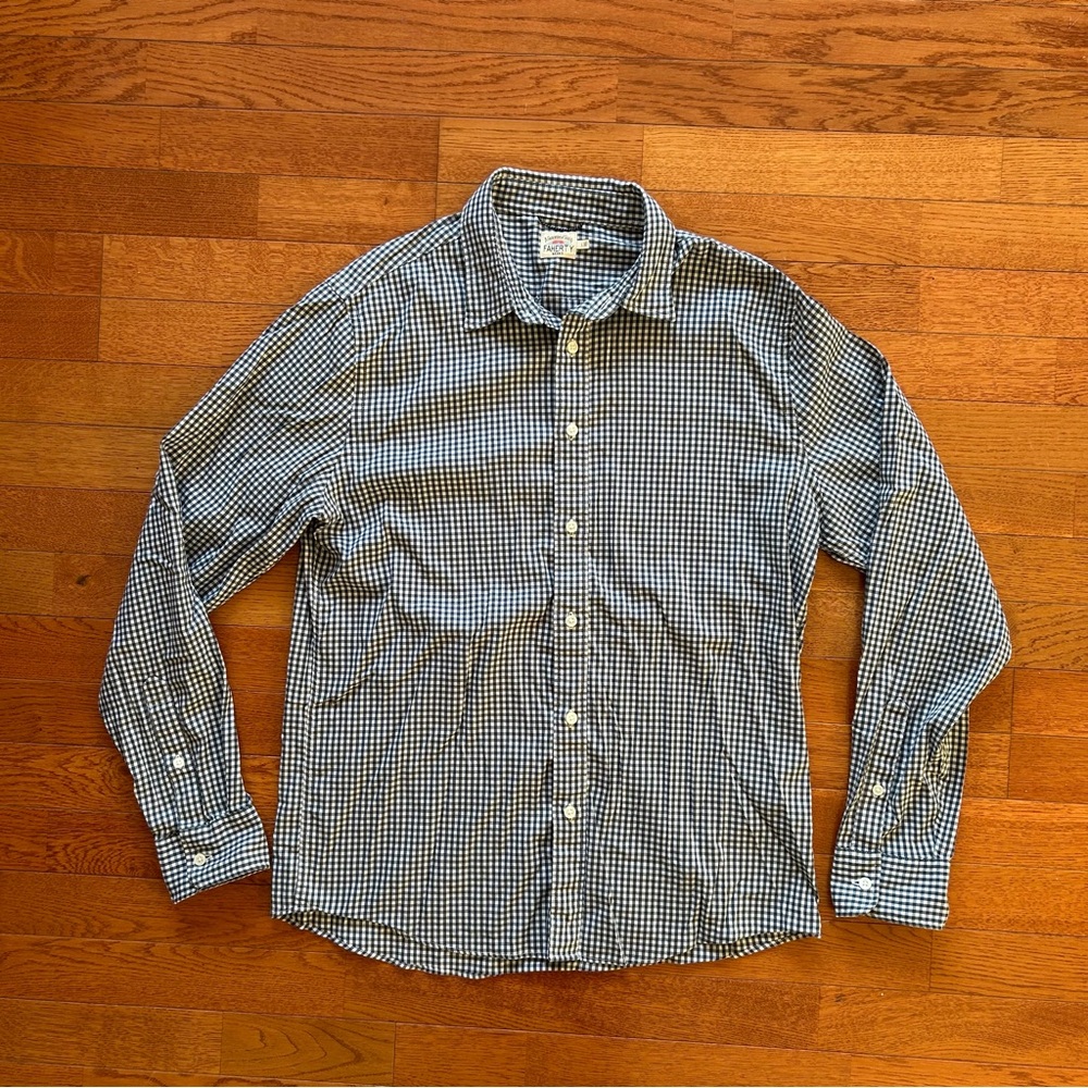 Faherty Blue Gingham Checkered Button Down Shirt - image 1